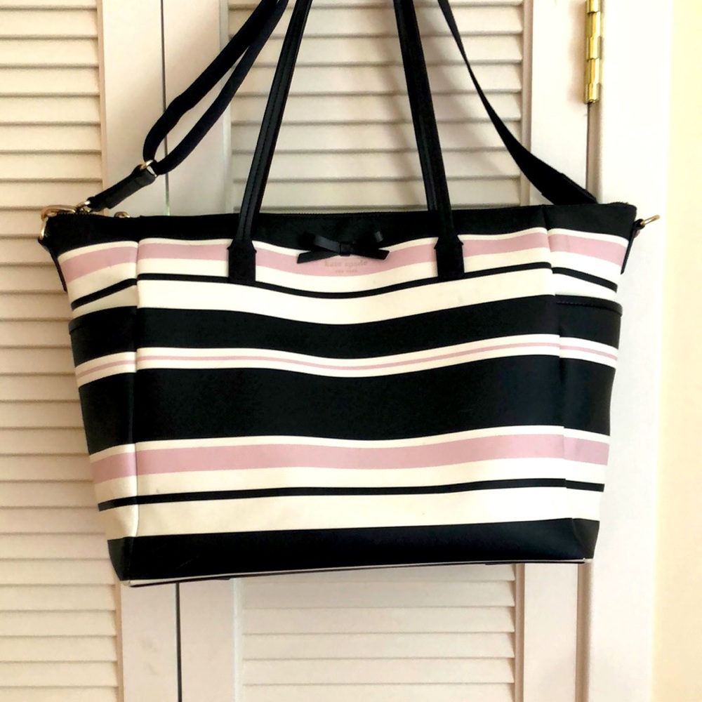 Kate Spade ♠️ Striped Leather Large Diaper Bag